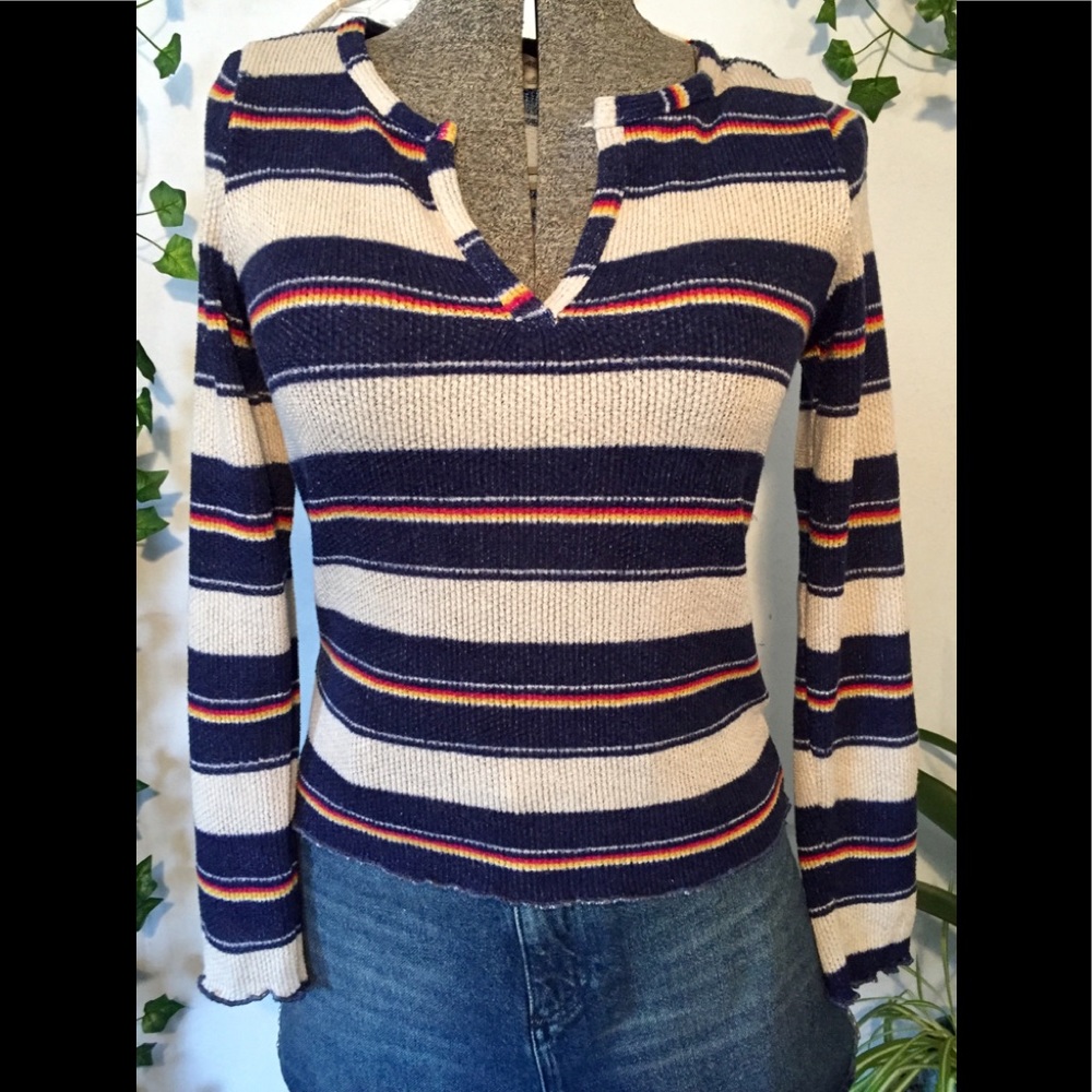 Navy stripe long sleeve tee
